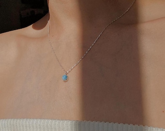 Sterling silver neck with natural larimar | Artisan jewelry