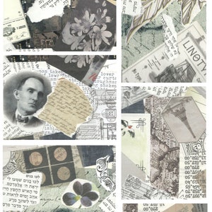 Printable Collage Fodder - Set of 12 - Art Junk Journal Ephemera Craft Supply Download - Mixed Media Paper Variety Scraps 3x4