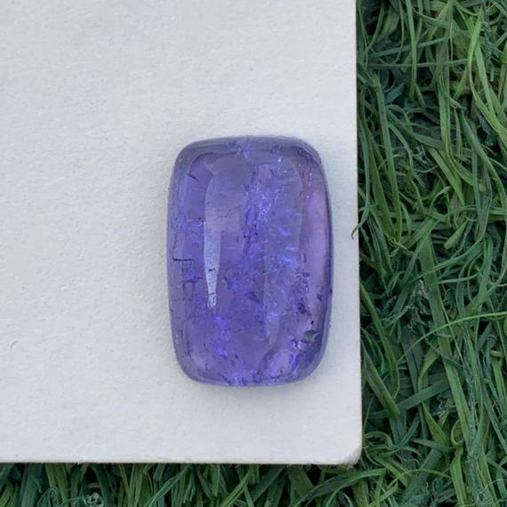 Natural Tanzanite Cabochon, Cushion Shape Tanzanite, Blue Gemstone, 10x14 mm, AAA Quality