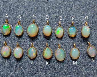Opal charms, 5x7 mm opal, Gold vermeil charms, Natural gemstone, birthstone charms, Opal Pendant, necklace findings