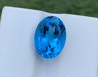 AAA Swiss Blue Topaz Gemstone | 9.05 Ct Oval Cut Stone