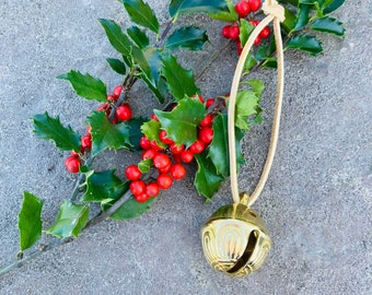 Polar Express Reindeer Bell #1  Solid Brass Bell w/brown tie & Red Bag 