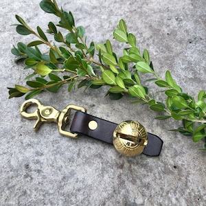 Bear Bell, Bear Bell Hiking, Hiker Bell, Handmade Leather Bear Bell, Brass Sleigh Bell, Horse Rhythm Bead, Dog Bell, Trail Bell, Keychain