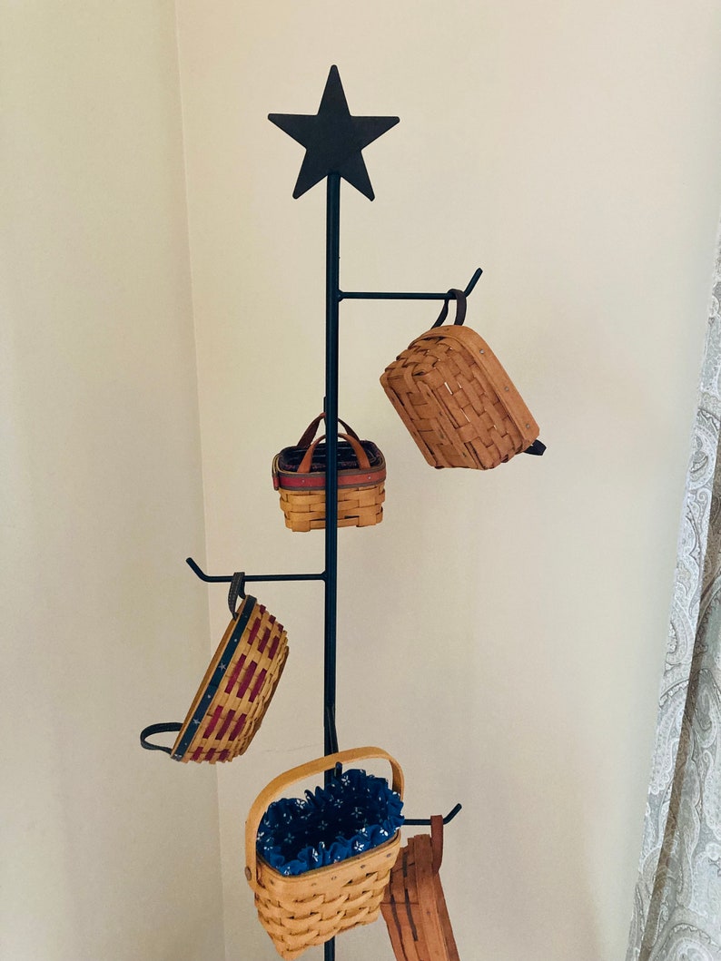 Basket Tree Stand Wrought Iron Basket Stand Holder Etsy