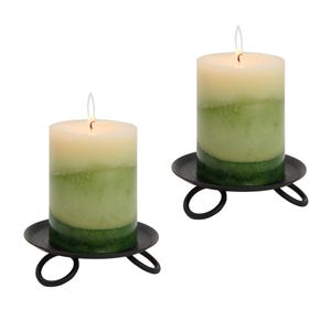 Amish Handmade Wrought Iron Candle Stands - Rustic Farmhouse Decor - Set of 2