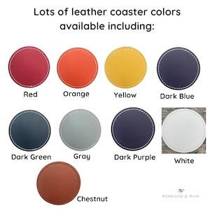Red Coaster Set, Orange Coaster Set, Yellow Coaster Set, White Coaster Set, Blue Coasters, Gray Coasters, Green Coasters, Chestnut, Purple Coasters, Thick Leather Coaster Sets, Christmas Gift