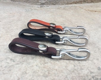 Leather Key Holder, Leather Keychain Snap, Leather Snap Key Fob, Custom Keychains, Bridle Leather Keychain, Gift for Him, Boyfriend, Lanyard