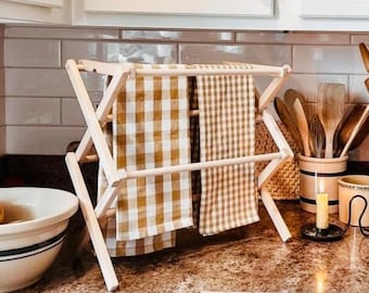 Small Drying Rack Counter Top Table, Tea Towel Wood Laundry Rack, Collapsible Folding Stand, Kitchen Décor, Dry Candles, Pasta, Baby Clothes