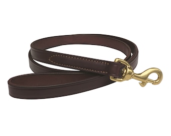 Dog Leash, Leather Dog Leash, Dog Walking Leash, Brown Leash or Black Leash, 4, 5, 6 Foot Durable Dog Lead, Medium, Large Dogs, Made in USA