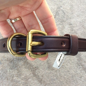 Leather Dog Collar, Brown Dog Collar, Genuine Leather Dog Collar, Bridle Leather Dog Collar, Dog Owner Gift, Made in USA