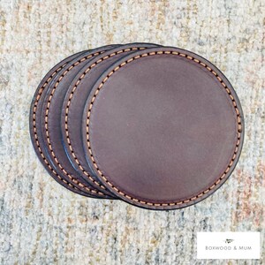 Thick Leather Coaster Set, Wedding Favors, Handmade Coasters, Drink Coasters Bar Accessories Gift for Him