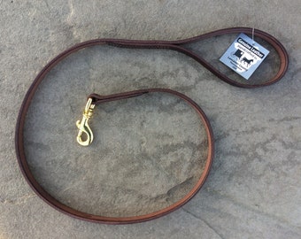 Dog Leash Bridle Leather Brown or Black - 4, 5, or 6 Foot - Heavy Duty Leash for Medium, Large Dogs - Strong Lead Genuine - USA