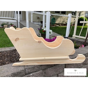 Large Christmas Sleigh | Christmas Home Décor | Santa's Sleigh | Front Door Christmas Décor | Christmas Planter | Unfinished Pine Wood