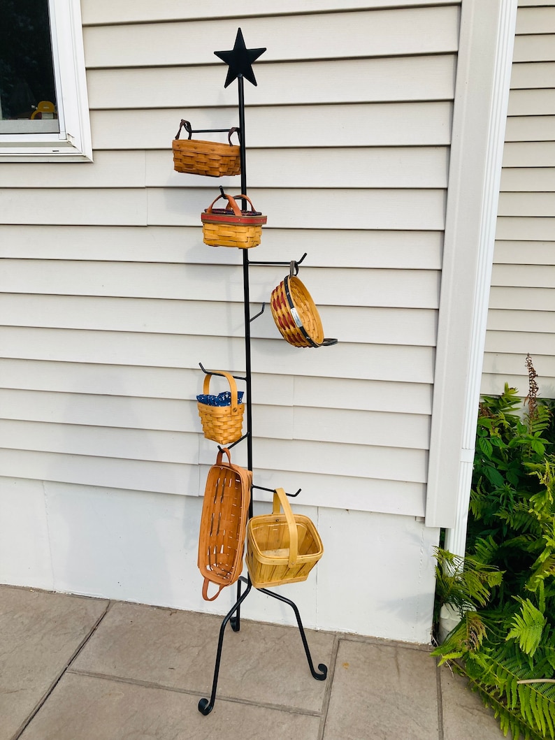 Basket Tree Stand Wrought Iron Basket Stand Holder Etsy