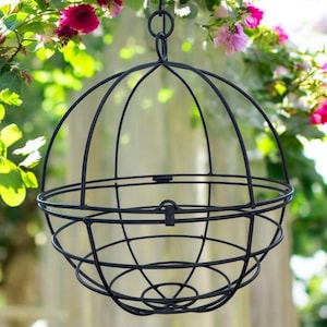 Large Rustic Hanging Sphere Planter, Wrought Iron Handmade Indoor Outdoor Garden Decor, Globe Basket, Hanging Ball Orb Planter, Patio Decor