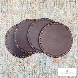 Thick Leather Coaster Set Gift for Him Fathers Day Gift idea