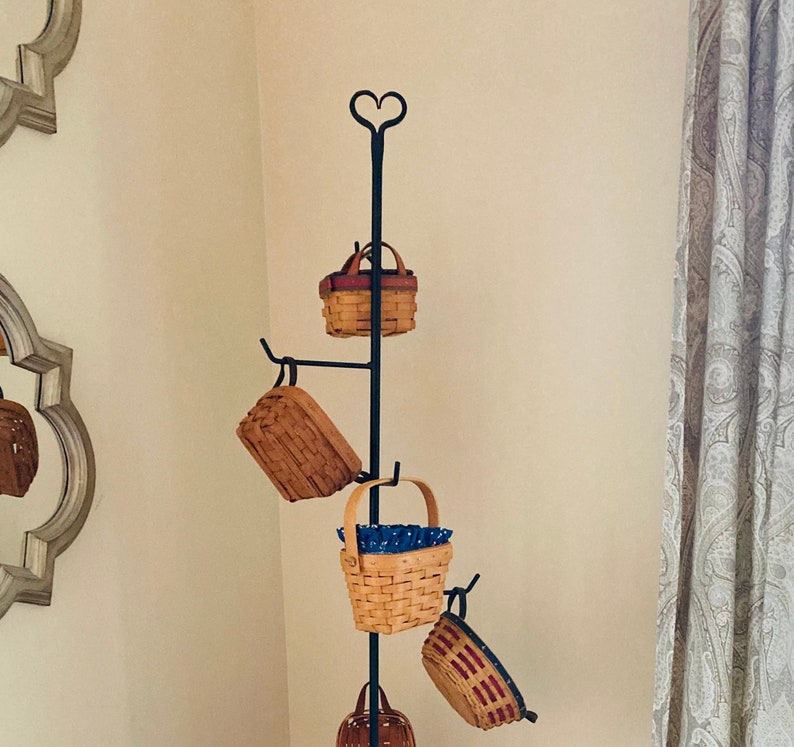 Basket Tree Stand Wrought Iron Basket Stand Holder Etsy