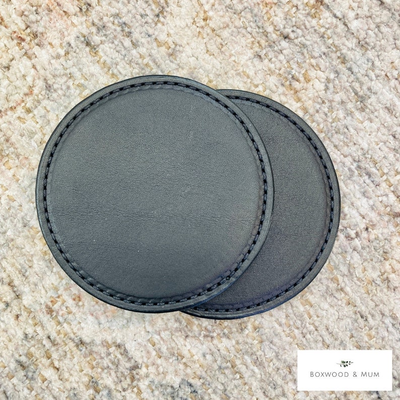 Home Decor Leather Coaster Set Housewarming Gift Wedding Party Favors Drink Coasters Black Leather