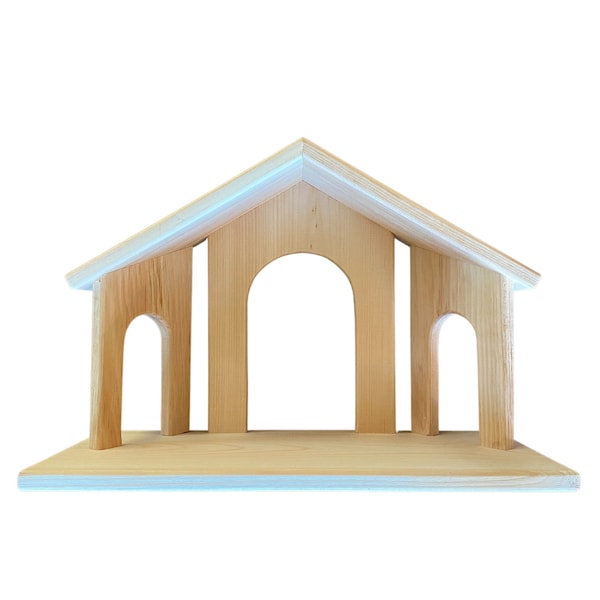 Christmas Nativity Stable | Wood Nativity Manger Scene Creche | Christmas Décor Unfinished Pine Wood