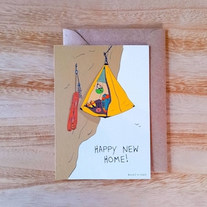 Felice nuova casa! - Carta di arrampicata su roccia: bouldering, arrampicata su roccia, bordo del portale, nuova casa
