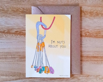 I'm nuts about you - Rock Climbing Card - bouldering, rock climbing, Climbing pun, Climbing Love, Valentine, Climbing couple