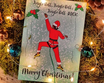 Merry Christmas! - Rock climbing greeting card, climbmas, climber, celebrate, bouldering,