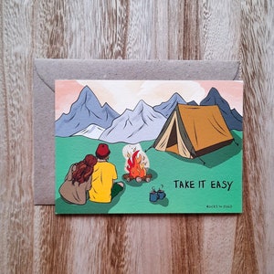 Take it easy - Rock climbing greeting card || campinglife, vanlife, campfire, camping, happy camper, travel