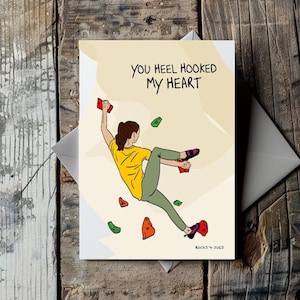 You Heel Hooked my Heart - Cartão postal de escalada, escalada, presente de escalada, Belaytionship, casal de escalada, dia dos namorados