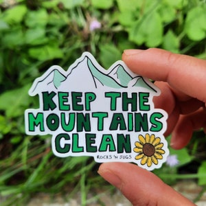 Vinyle autocollant || Gardez les montagnes propres || Autocollant Escalade || Sticker rocher, grimpeur vert