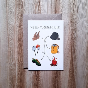 Vamos juntos como: - Tarjeta de felicitación de escalada en roca - escalador, amor, camping, fogata, boulder, aventura de escalador, pareja