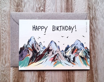 Happy Birthday! - Rock climbing greeting card, camping, adventure, mountain, bouldering, Mountainview