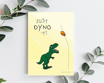Just Dyno It - Rock climbing postcard, carabiner, love, rock climbing, bouldering, boulder, climbing gear, climbing gift