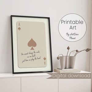 Stampa trendy di asso di cuori, citazione motivazionale, arte da parete di carte da gioco retrò, citazione ispiratrice, stampa estetica, poster di carte da gioco