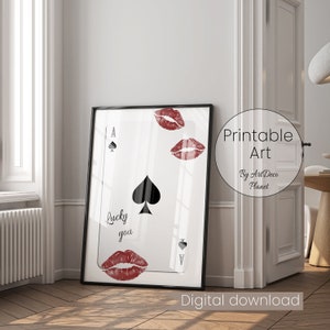 Stampa trendy di asso di cuori, citazione motivazionale, arte da parete di carte da gioco retrò, citazione ispiratrice, stampa estetica, poster di carte da gioco
