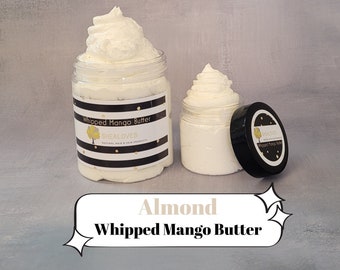 Almond Whipped Mango Body Butter, Skin Care Product Including Jojoba, Olive, and Vitamin E Oils