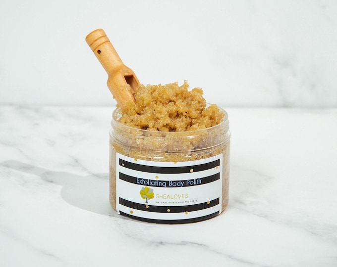 Brown Sugar Scrub, 8oz Peppermint Sugar Polish, Exfoliating Body Scrub, Natural Body Polish