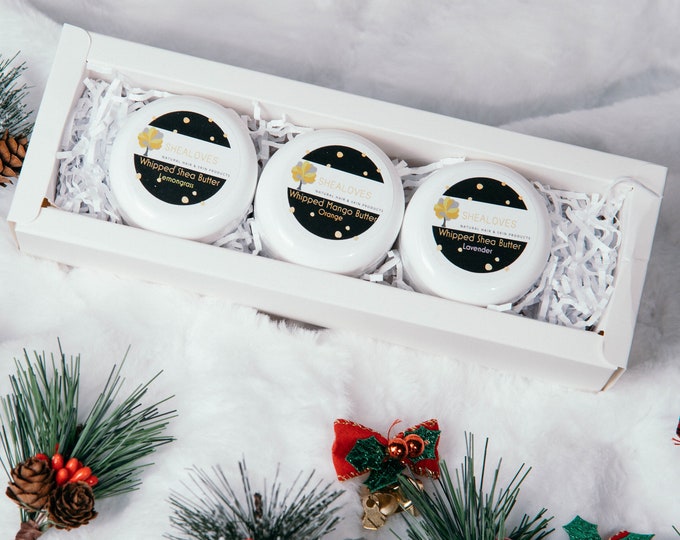 Sample Pack, 3- 2oz Mango Butter, Whipped Body Butter Variety Pack, Mango Butter Gift