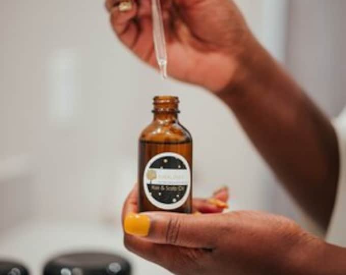 Natural Hair Oil with Oil Dropper, Black Hair Products, Self Care Gift, Contains Sweet Almond Oil and Peppermint Essential Oil