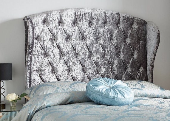 Ritz 6ft Super Kingsize Winged Headboard For Bed In Silver Etsy