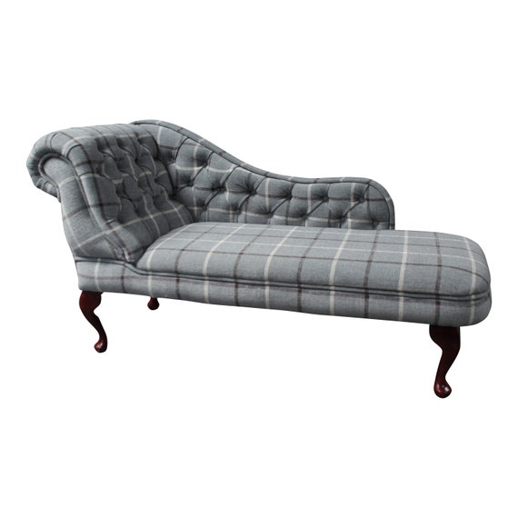Netherley Grey Tartan Chaise Longue Day Bed - Gray Chaise Lounge Netherley Grey Tartan Chaise Longue Day Bed - Gray Chaise Lounge