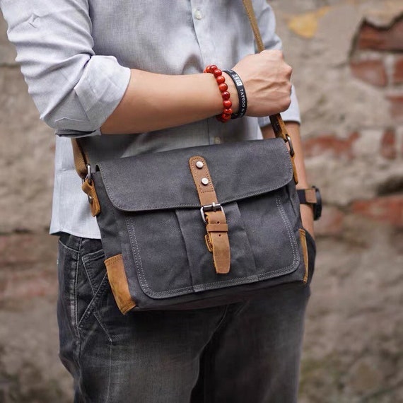 Handmade Canvas Sling Bag Canvas Messenger Bag Unisex Canvas