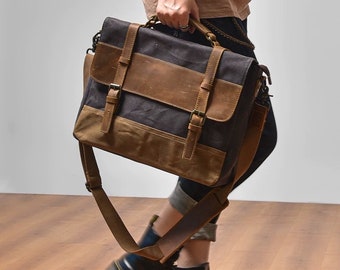 Messenger Bag / schooltas / leren tas / herentas / canvas tas / heren lederen tas / tas heren / vintage tas