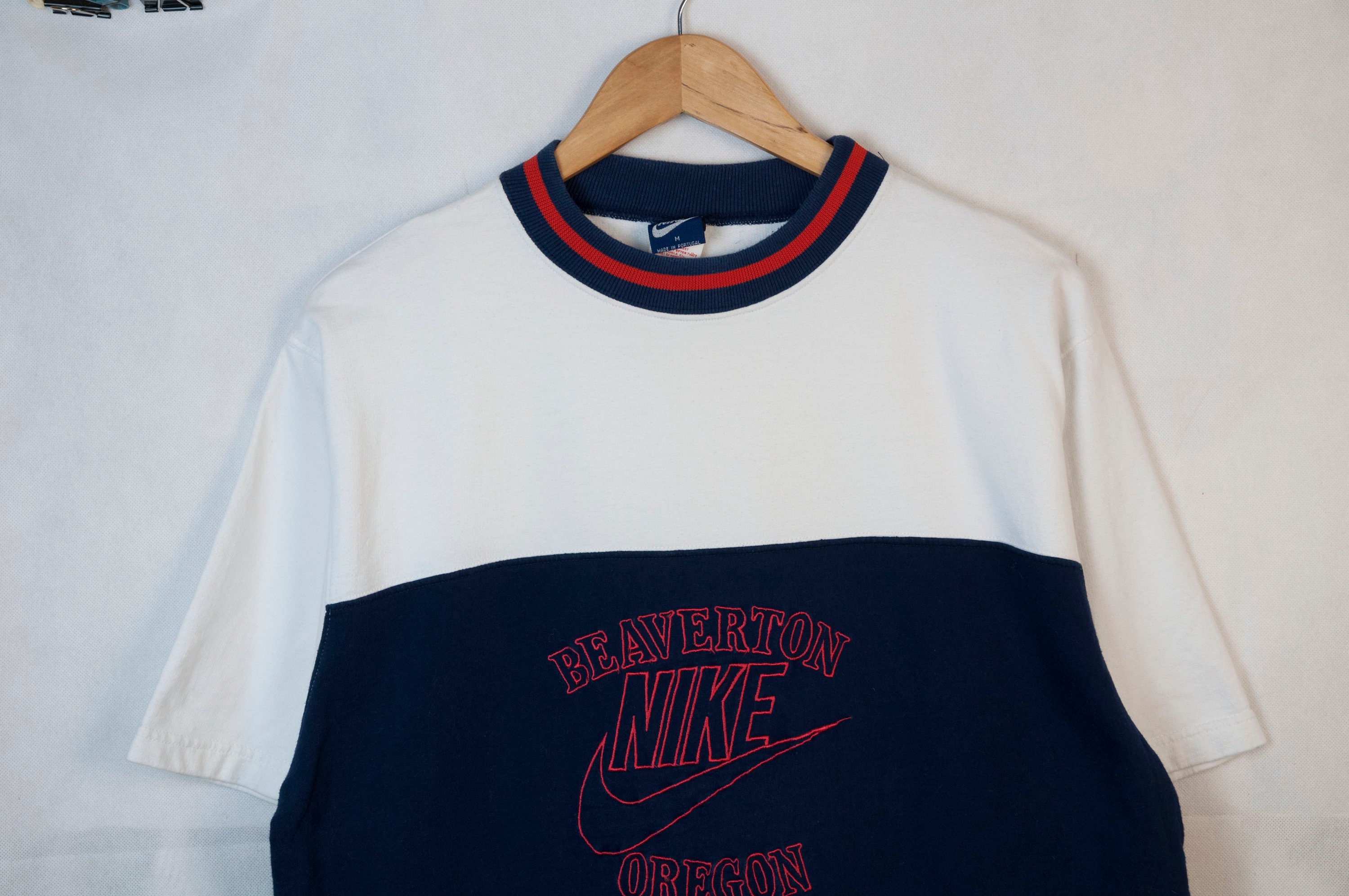 80s Rare Nike Beaverton Oregon Vintage Shirt Swoosh White Blue | Etsy