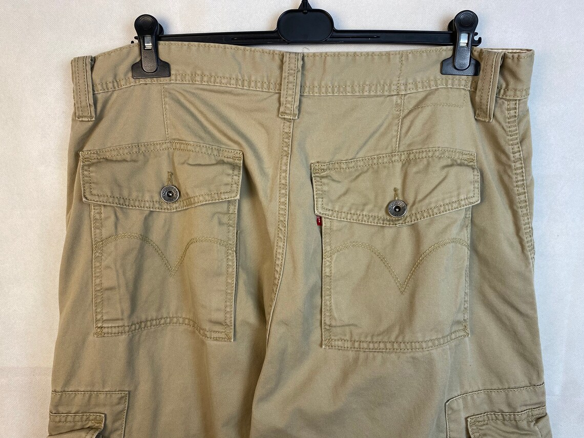 Levis Mens Beige Cargo Loose Straight Pants Taglia 36x32 Etsy
