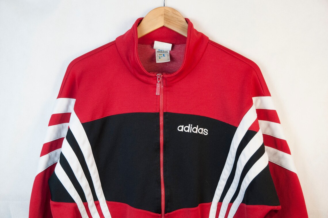Vintage ADIDAS men's track jacket Size M/L authentic red | Etsy