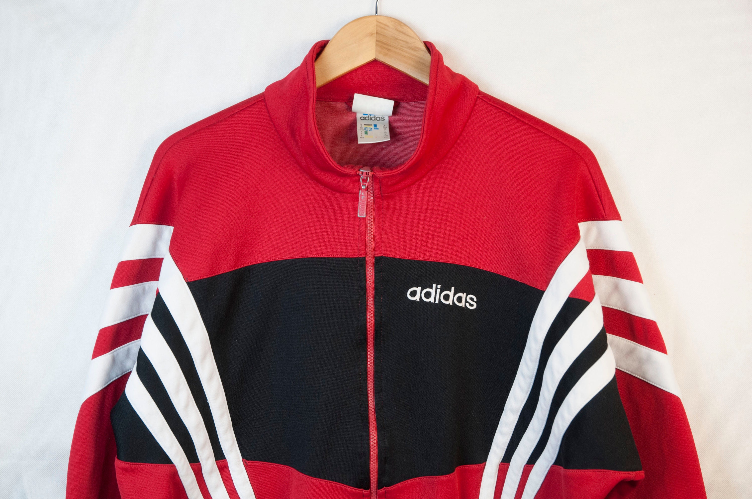 Vintage ADIDAS men's track jacket Size M/L authentic red Etsy