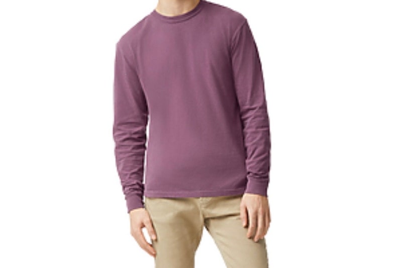 May include: A long-sleeved shirt in a mauve color. The shirt has a crew neck and is made of a soft, comfortable fabric.