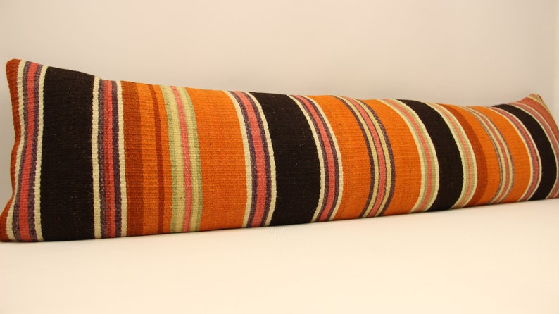 Kilim Lumbar Pillow Cover 12x47 Ft 30x120 Cm Extra Long Bedding Pillow Turkish Handmade Decorative Home Design OY-71