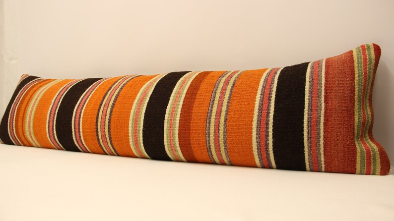 Kilim Lumbar Pillow Cover 12x47 Ft 30x120 Cm Extra Long Bedding Pillow Turkish Handmade Decorative Home Design OY-71