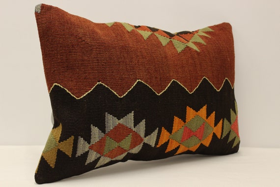 Cushion,Kilim Pillow,Turkish vintage kilim pillow Kilim Pillow Cover 16x24 Turkish Pillow,Lumber Pillow